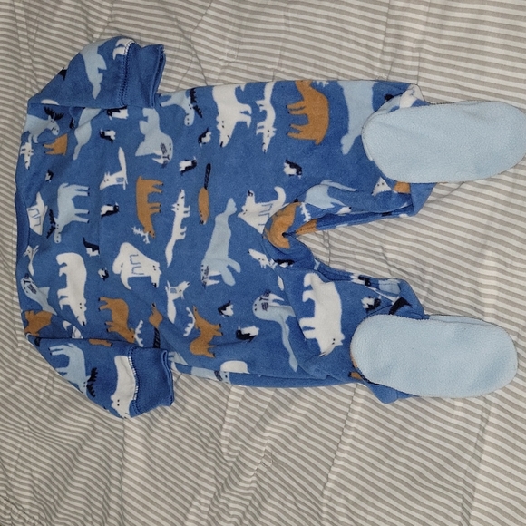 5/$25 Carter's Artic Animal Fleece Footie pajama Size 3M - Picture 5 of 7